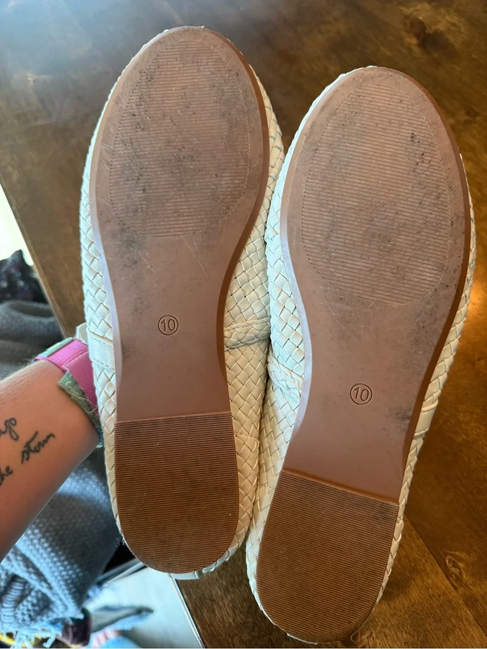 House of Harlow 1960 Braided Mary Jane Flats in Light Beige
